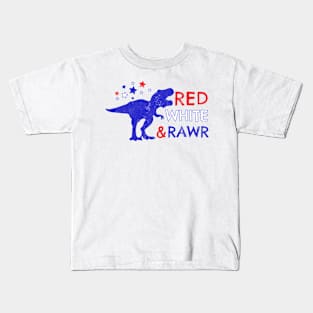 Red white & Rawr  Vintage for the 4th of July Kids T-Shirt